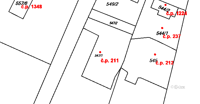 Polanka nad Odrou 211, Ostrava na parcele st. 547/1 v KÚ Polanka nad Odrou, Katastrální mapa