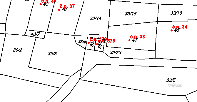 Chanov 378, Obrnice na parcele st. 85/2 v KÚ Chanov, Katastrální mapa