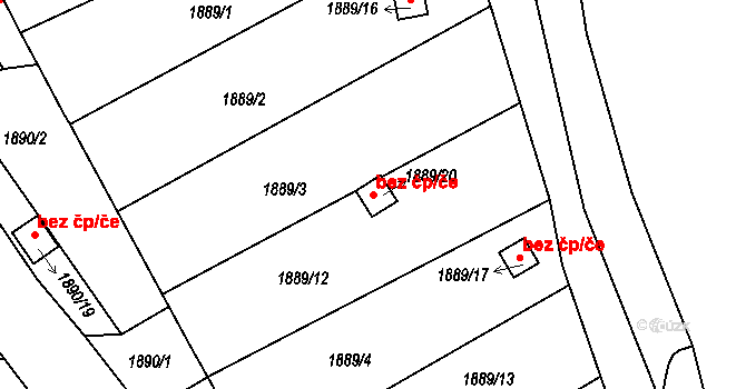 Kaplice 41852427 na parcele st. 1889/20 v KÚ Kaplice, Katastrální mapa