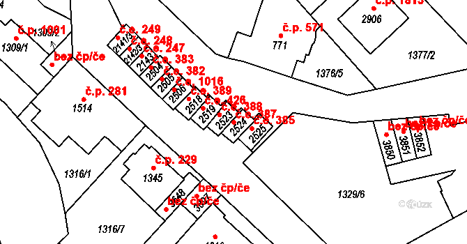 Náchod 387 na parcele st. 2524 v KÚ Náchod, Katastrální mapa