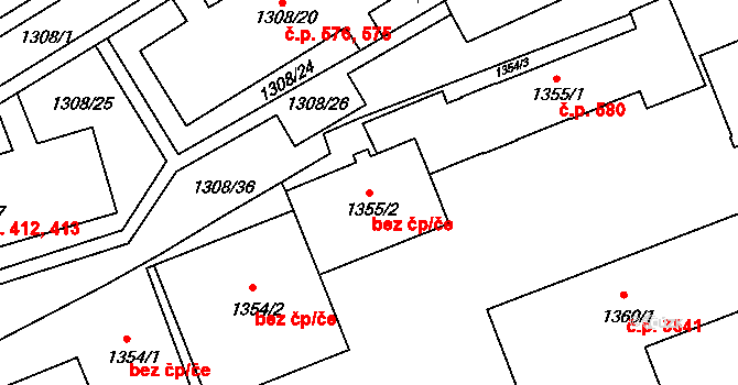 Frýdek-Místek 42280427 na parcele st. 1355/2 v KÚ Frýdek, Katastrální mapa