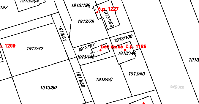 Ostrava 42847427 na parcele st. 1913/146 v KÚ Svinov, Katastrální mapa