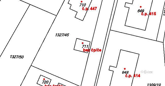 Katovice 43136427 na parcele st. 711 v KÚ Katovice, Katastrální mapa