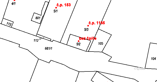 Černožice 43715427 na parcele st. 5/2 v KÚ Černožice nad Labem, Katastrální mapa