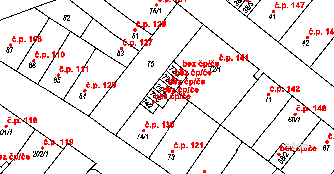 Bílina 45034427 na parcele st. 74/4 v KÚ Bílina-Újezd, Katastrální mapa
