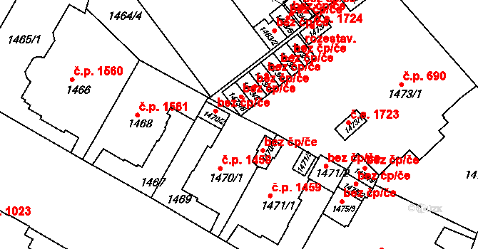 Teplice 45138427 na parcele st. 1470/2 v KÚ Teplice, Katastrální mapa