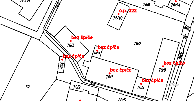 Hodonice 47870427 na parcele st. 76/11 v KÚ Hodonice, Katastrální mapa