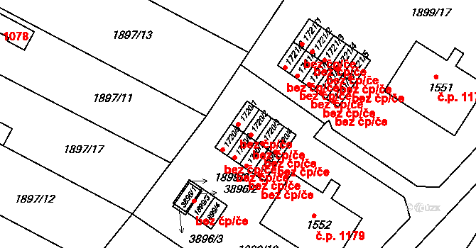 Humpolec 50131427 na parcele st. 1720/1 v KÚ Humpolec, Katastrální mapa