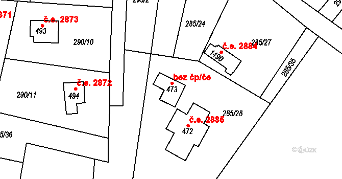 Kamenice 50507427 na parcele st. 473 v KÚ Těptín, Katastrální mapa
