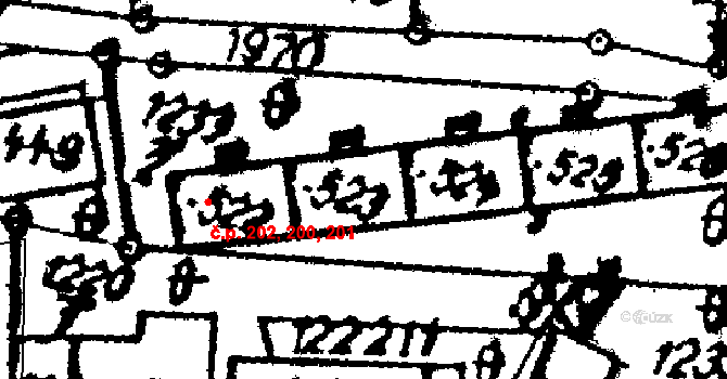 Klášterec nad Orlicí 200,201,202 na parcele st. 524 v KÚ Klášterec nad Orlicí, Katastrální mapa