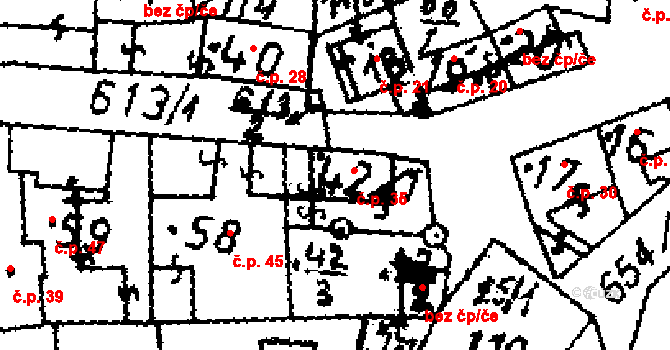 Jemníky 35 na parcele st. 42/1 v KÚ Jemníky, Katastrální mapa