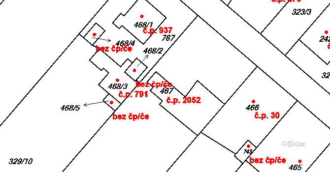 Kralupy nad Vltavou 2052 na parcele st. 467 v KÚ Lobeč, Katastrální mapa