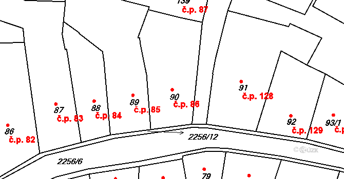 Sušice I 86, Sušice na parcele st. 90 v KÚ Sušice nad Otavou, Katastrální mapa
