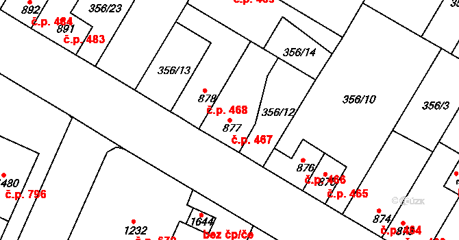 Sušice II 467, Sušice na parcele st. 877 v KÚ Sušice nad Otavou, Katastrální mapa