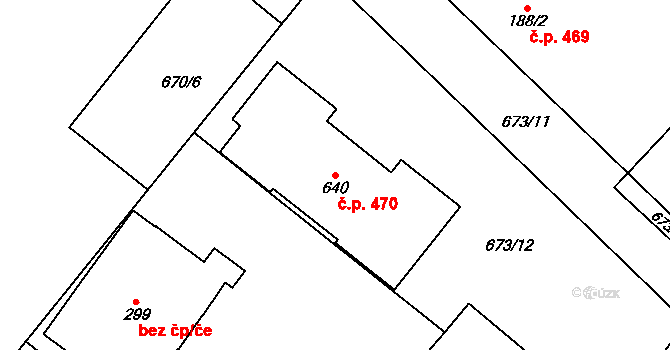Krčín 470, Nové Město nad Metují na parcele st. 640 v KÚ Krčín, Katastrální mapa