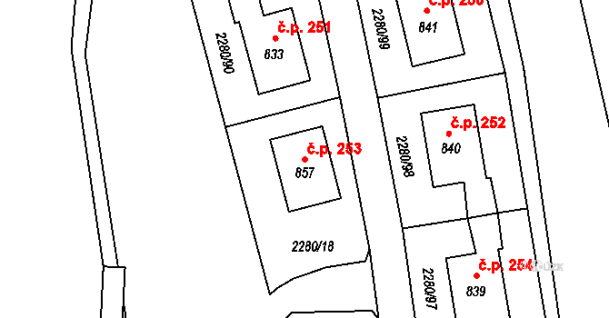 Staré Město 253 na parcele st. 857 v KÚ Staré Město pod Králickým Sněžníkem, Katastrální mapa