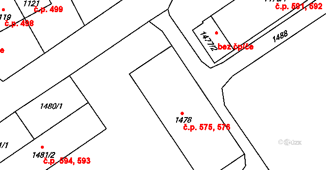 Butovice 575,576, Studénka na parcele st. 1478 v KÚ Butovice, Katastrální mapa