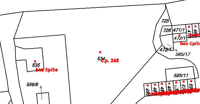 Loučovice 248 na parcele st. 534 v KÚ Loučovice, Katastrální mapa
