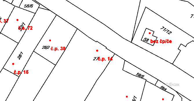 Lednice 14, Kozojedy na parcele st. 27 v KÚ Lednice, Katastrální mapa