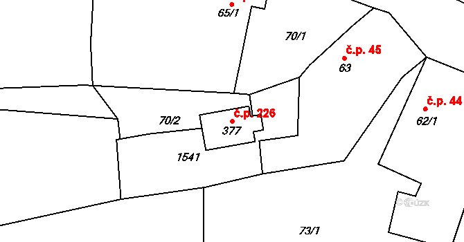 Kochánky 226 na parcele st. 377 v KÚ Kochánky, Katastrální mapa