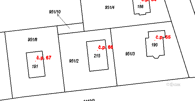 Skalička 66, Skalice na parcele st. 215 v KÚ Skalička nad Labem, Katastrální mapa