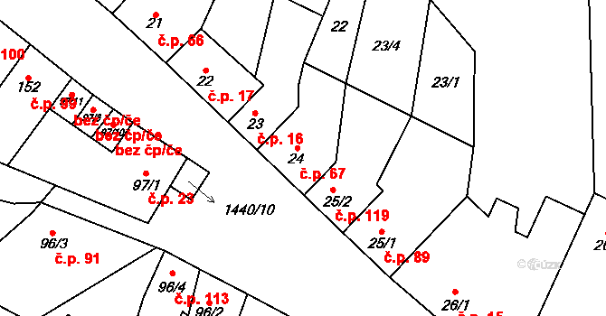 Slatinky 67 na parcele st. 24 v KÚ Slatinky, Katastrální mapa