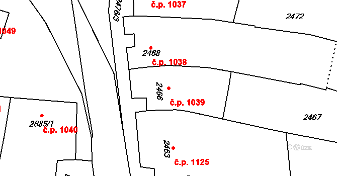 Rakšice 1039, Moravský Krumlov na parcele st. 2466 v KÚ Moravský Krumlov, Katastrální mapa