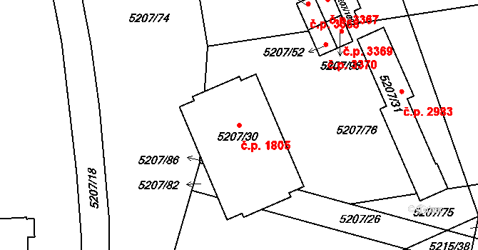 Přerov I-Město 1805, Přerov na parcele st. 5207/30 v KÚ Přerov, Katastrální mapa