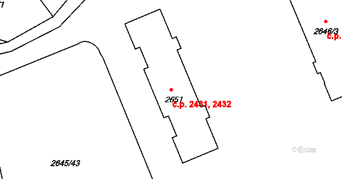 Přerov I-Město 2431,2432, Přerov na parcele st. 2651 v KÚ Přerov, Katastrální mapa