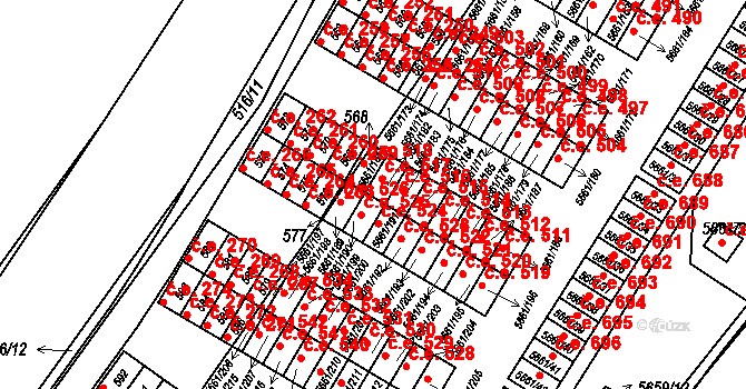 Jihlava 517 na parcele st. 5661/182 v KÚ Jihlava, Katastrální mapa