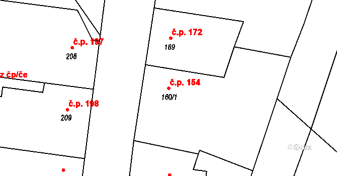 Černuc 154 na parcele st. 160/1 v KÚ Černuc, Katastrální mapa