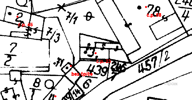 Hobšovice 23 na parcele st. 3 v KÚ Hobšovice, Katastrální mapa