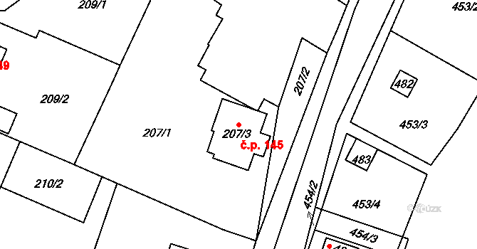 Libišany 145 na parcele st. 207/3 v KÚ Libišany, Katastrální mapa