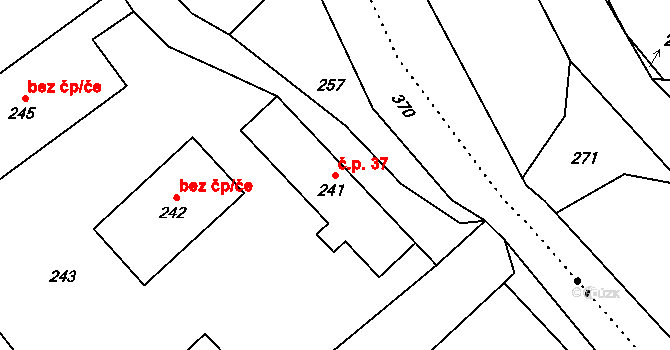 Janovice 37, Rýmařov na parcele st. 241 v KÚ Janovice u Rýmařova, Katastrální mapa