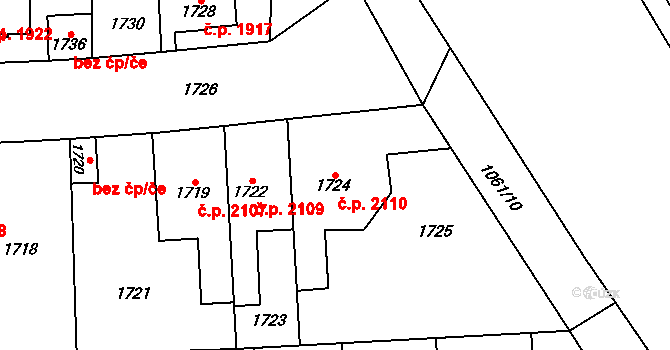 Kladno 2110 na parcele st. 1724 v KÚ Kladno, Katastrální mapa