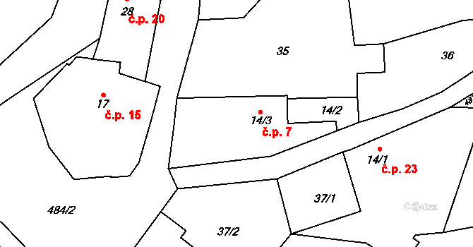 Chomutovice 7, Popovičky na parcele st. 14/3 v KÚ Chomutovice u Dobřejovic, Katastrální mapa