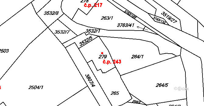 Cvikov II 243, Cvikov na parcele st. 279 v KÚ Cvikov, Katastrální mapa