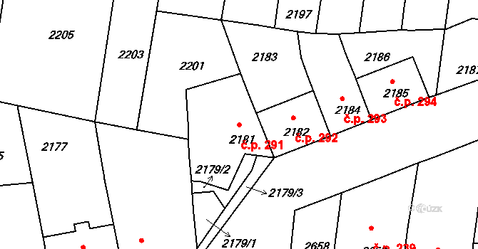 Mimoň I 291, Mimoň na parcele st. 2181 v KÚ Mimoň, Katastrální mapa