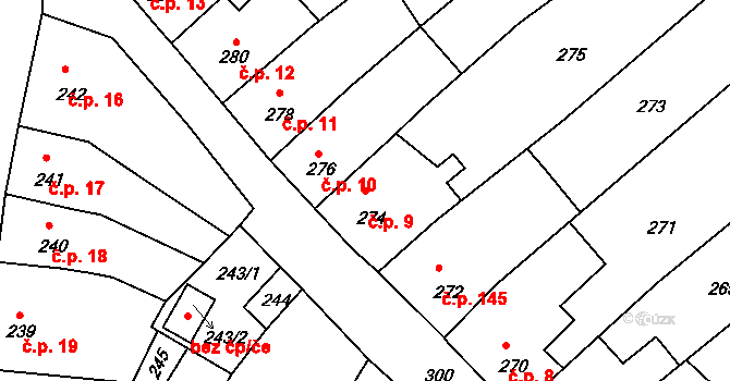 Mimoň IV 9, Mimoň na parcele st. 274 v KÚ Mimoň, Katastrální mapa