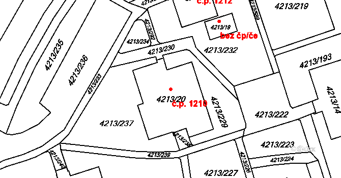Lutyně 1210, Orlová na parcele st. 4213/20 v KÚ Horní Lutyně, Katastrální mapa