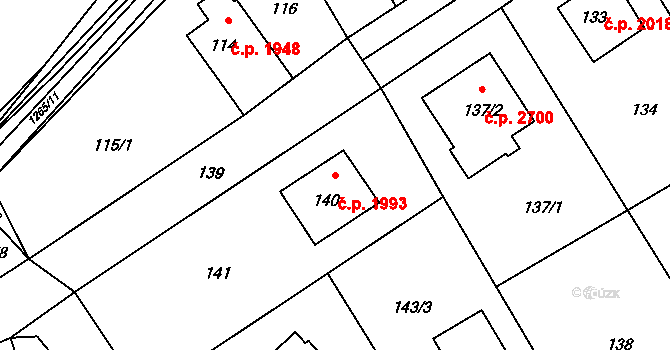 Rožnov pod Radhoštěm 1993 na parcele st. 140 v KÚ Tylovice, Katastrální mapa