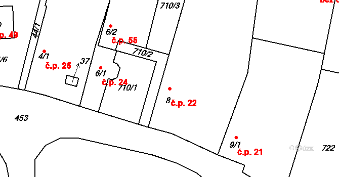 Trnovany 22 na parcele st. 8 v KÚ Trnovany u Litoměřic, Katastrální mapa