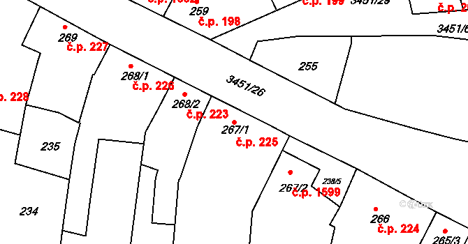 Lysá nad Labem 225 na parcele st. 267/1 v KÚ Lysá nad Labem, Katastrální mapa