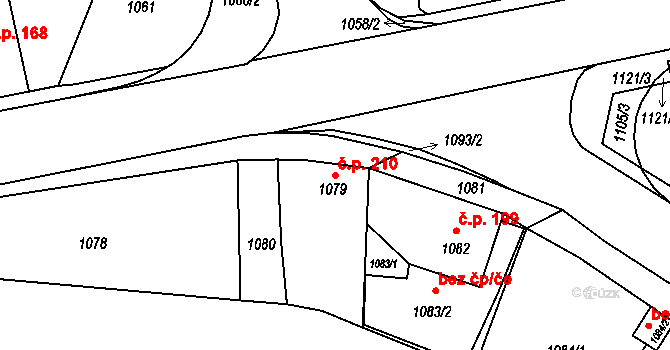 Miřetice u Klášterce nad Ohří 210, Klášterec nad Ohří na parcele st. 1079 v KÚ Miřetice u Klášterce nad Ohří, Katastrální mapa