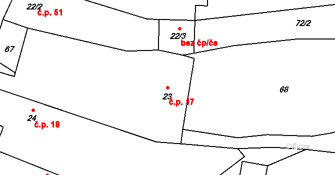 Číhalín 17 na parcele st. 23 v KÚ Číhalín, Katastrální mapa