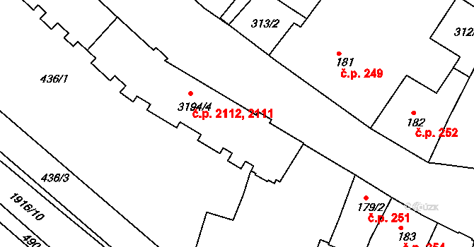 Předměstí 2111,2112, Svitavy na parcele st. 3194/4 v KÚ Svitavy-předměstí, Katastrální mapa
