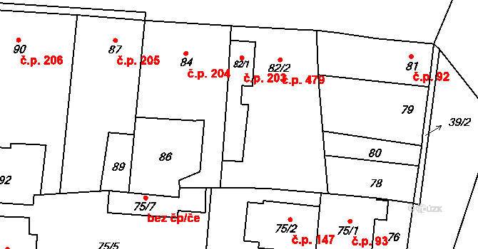 Paskov 203 na parcele st. 82/1 v KÚ Paskov, Katastrální mapa