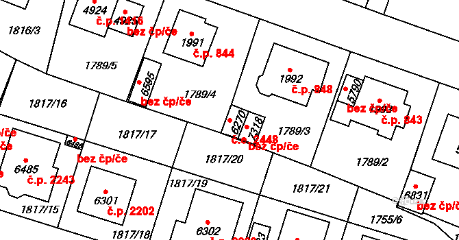 Cheb 2448 na parcele st. 6270 v KÚ Cheb, Katastrální mapa