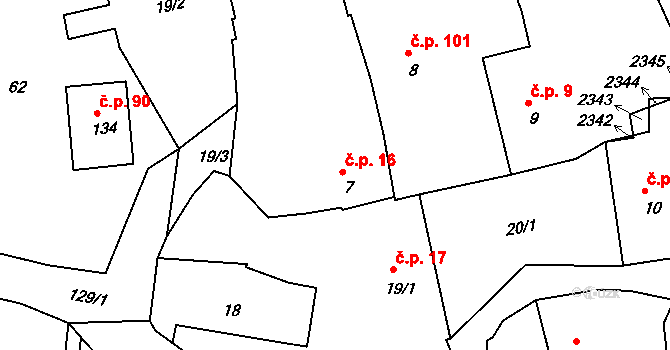 Točník 16, Klatovy na parcele st. 7 v KÚ Točník u Klatov, Katastrální mapa