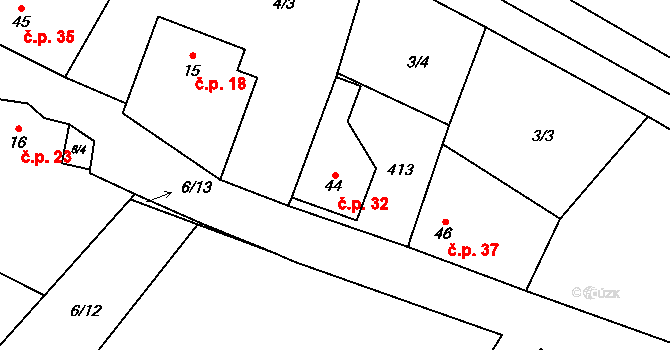 Lipnice 32, Český Rudolec na parcele st. 44 v KÚ Lipnice u Markvarce, Katastrální mapa